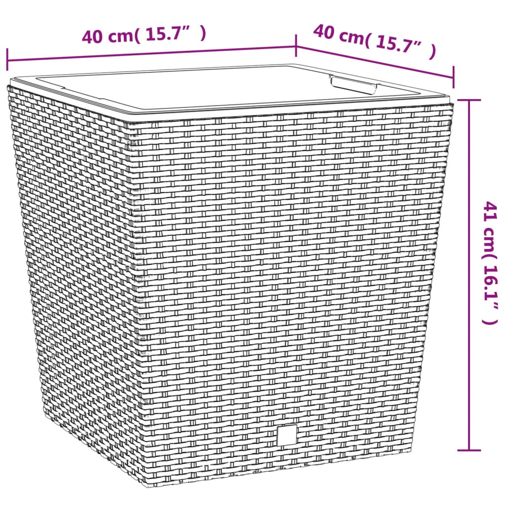 Plantenbak met uitneembare bak rattan-look 37/64 L PP bruin