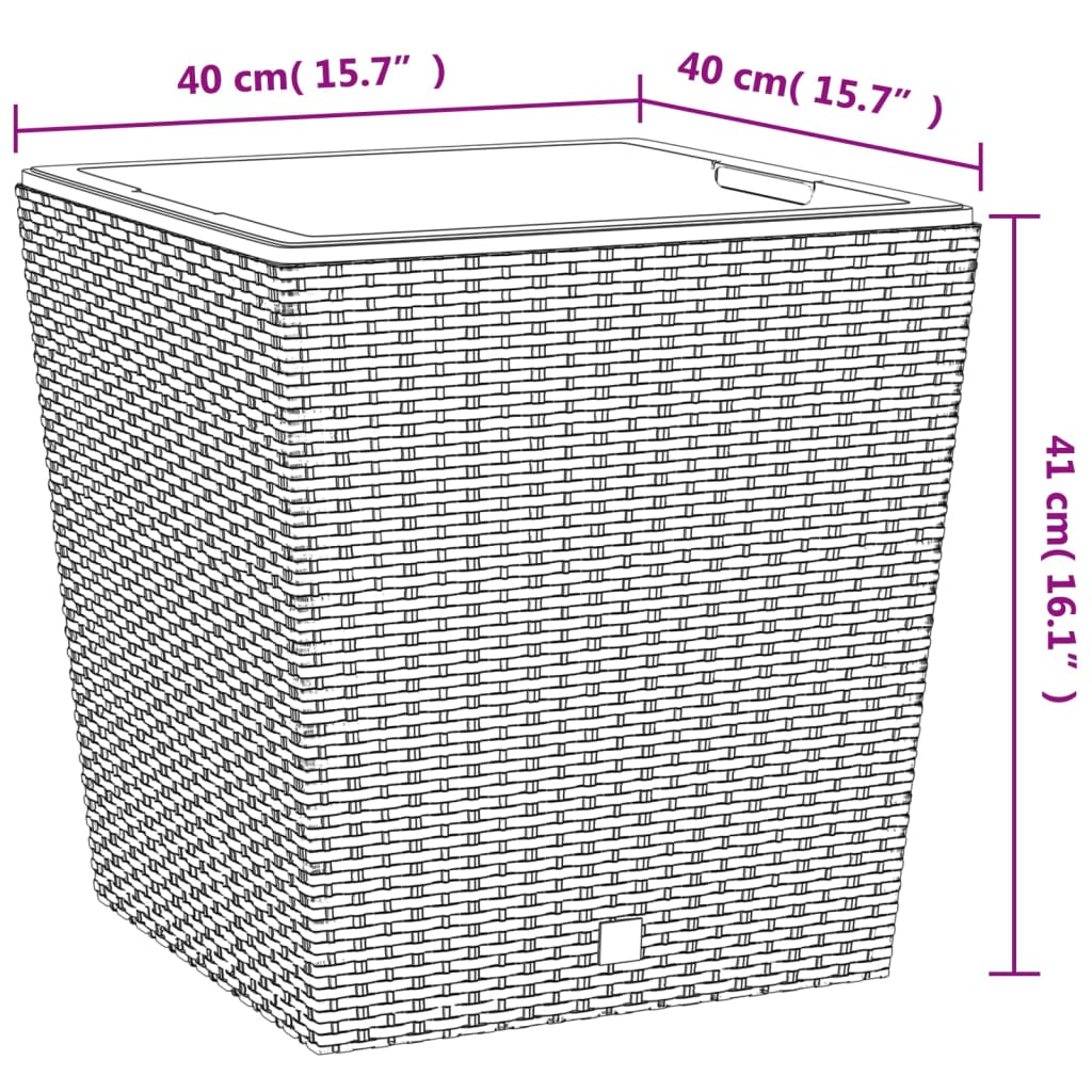 Plantenbak met uitneembare bak rattan-look 37/64 L PP wit