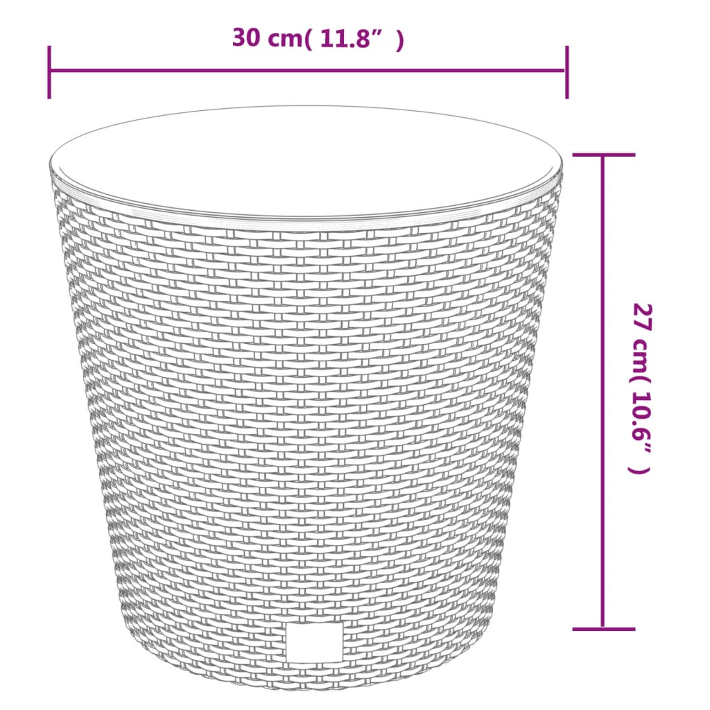 Plantenbak met uitneembare bak rattan-look 15/15,3 L PP wit