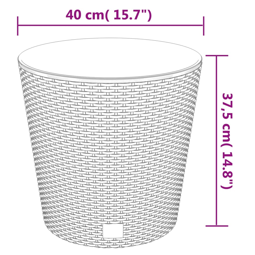 Plantenbak uitneembare bak rattan-look 35/37,5 L PP antraciet