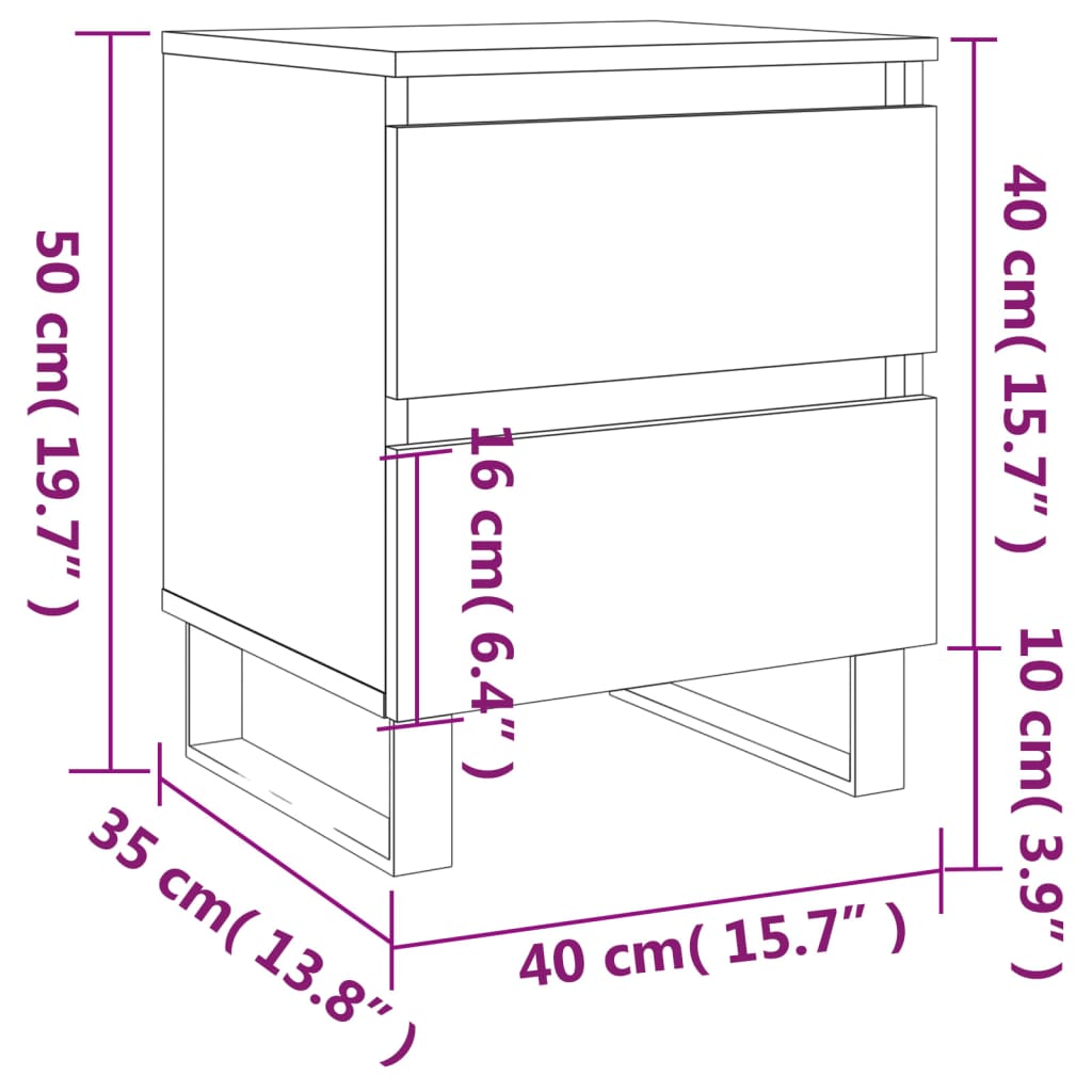 Nachtkastjes 2 st 40x35x50 cm bewerkt hout bruin eikenkleur