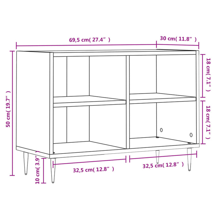 Tv-meubel 69,5x30x50 cm bewerkt hout sonoma eikenkleurig