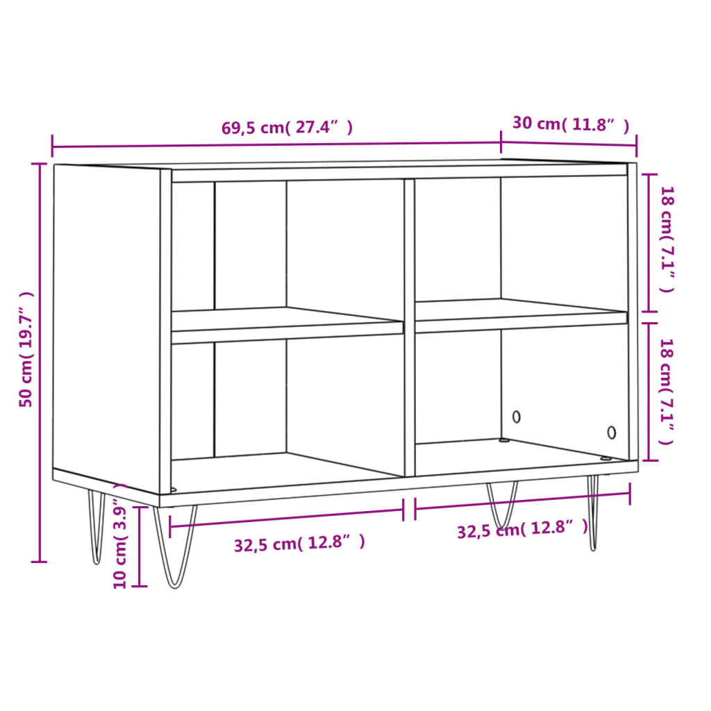 Tv-meubel 69,5x30x50 cm bewerkt hout sonoma eikenkleurig