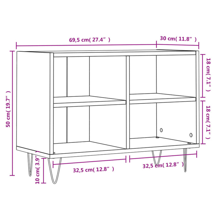 Tv-meubel 69,5x30x50 cm bewerkt hout sonoma eikenkleurig