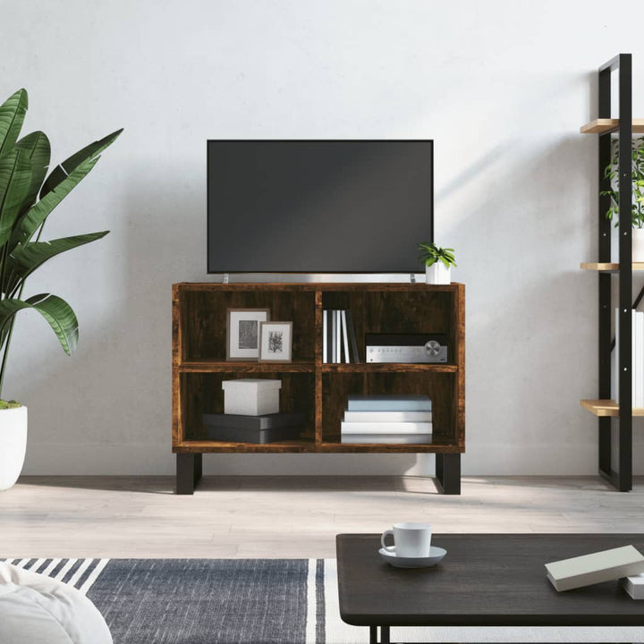 Tv-meubel 69,5x30x50 cm bewerkt hout gerookt eikenkleurig