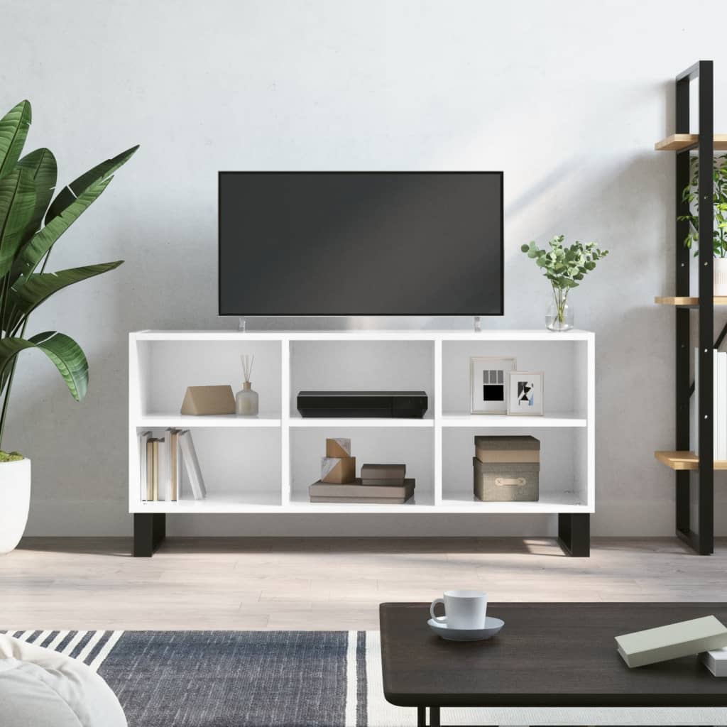 Tv-meubel 103,5x30x50 cm bewerkt hout hoogglans wit
