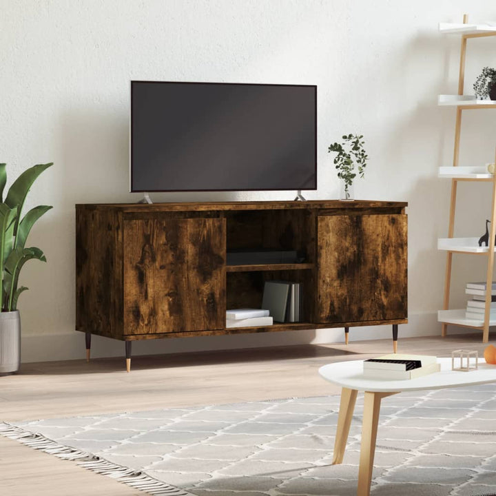 Tv-meubel 104x35x50 cm bewerkt hout gerookt eikenkleurig