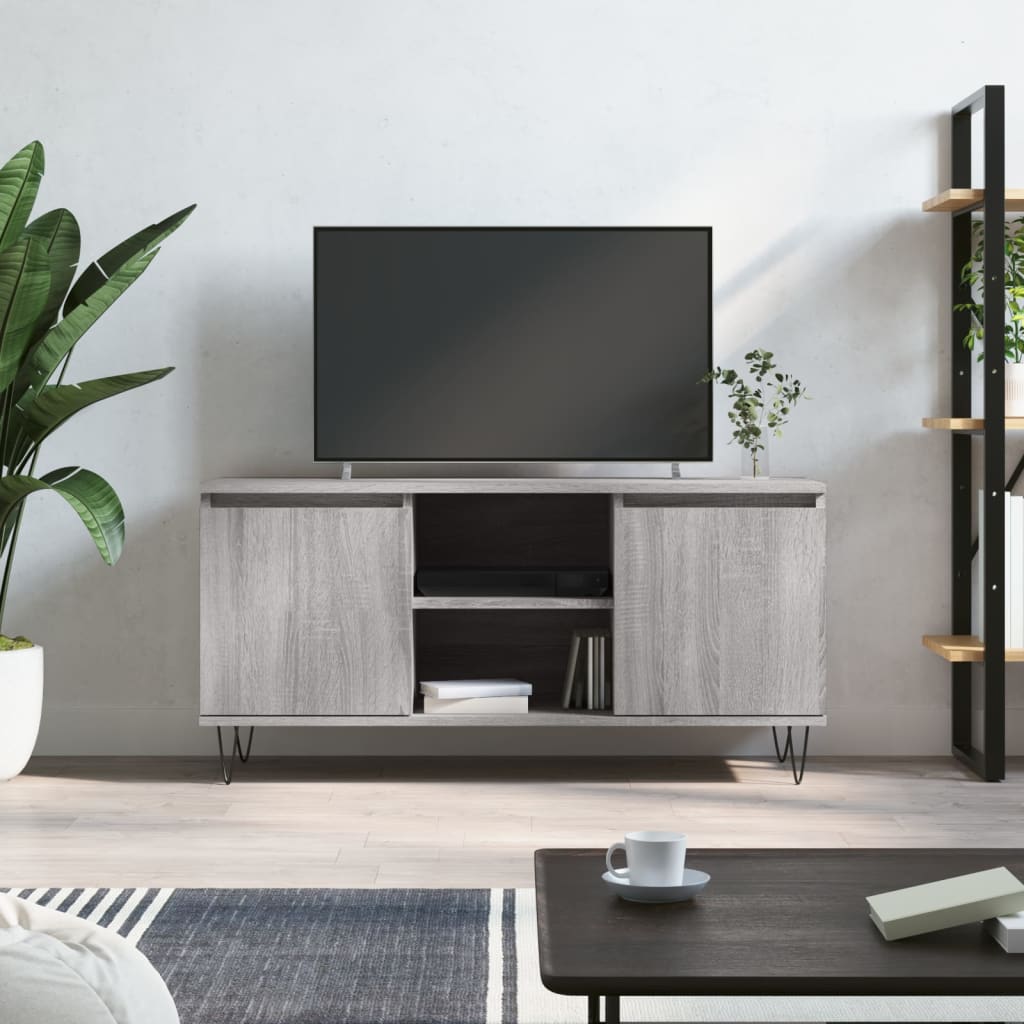 Tv-meubel 104x35x50 cm bewerkt hout grijs sonoma eikenkleurig