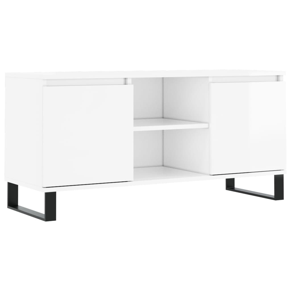 Tv-meubel 104x35x50 cm bewerkt hout hoogglans wit