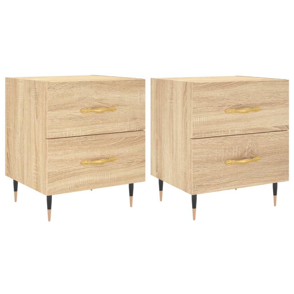 Nachtkastjes 2 st 40x35x47,5 cm bewerkt hout sonoma eikenkleur