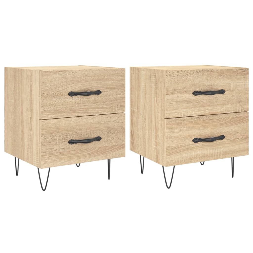 Nachtkastjes 2 st 40x35x47,5 cm bewerkt hout sonoma eikenkleur