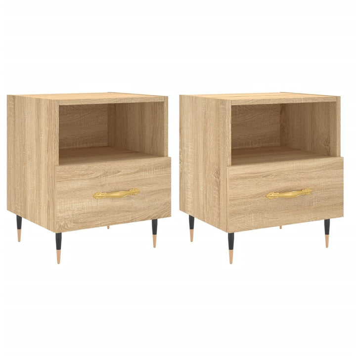 Nachtkastjes 2 st 40x35x47,5 cm bewerkt hout sonoma eikenkleur