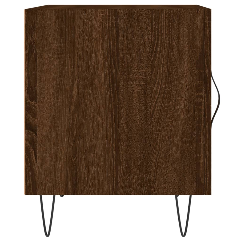 Nachtkastje 40x40x50 cm bewerkt hout bruin eikenkleur