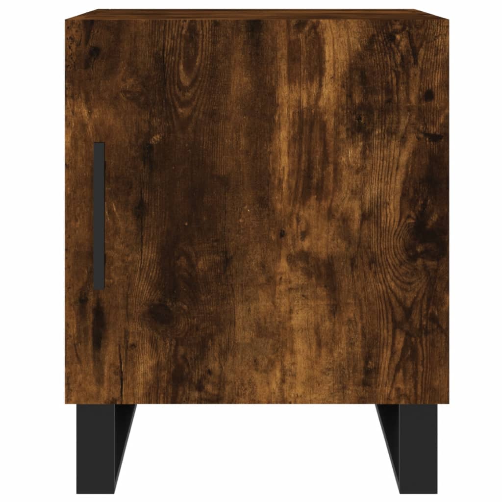 Nachtkastje 40x40x50 cm bewerkt hout gerookt eikenkleurig