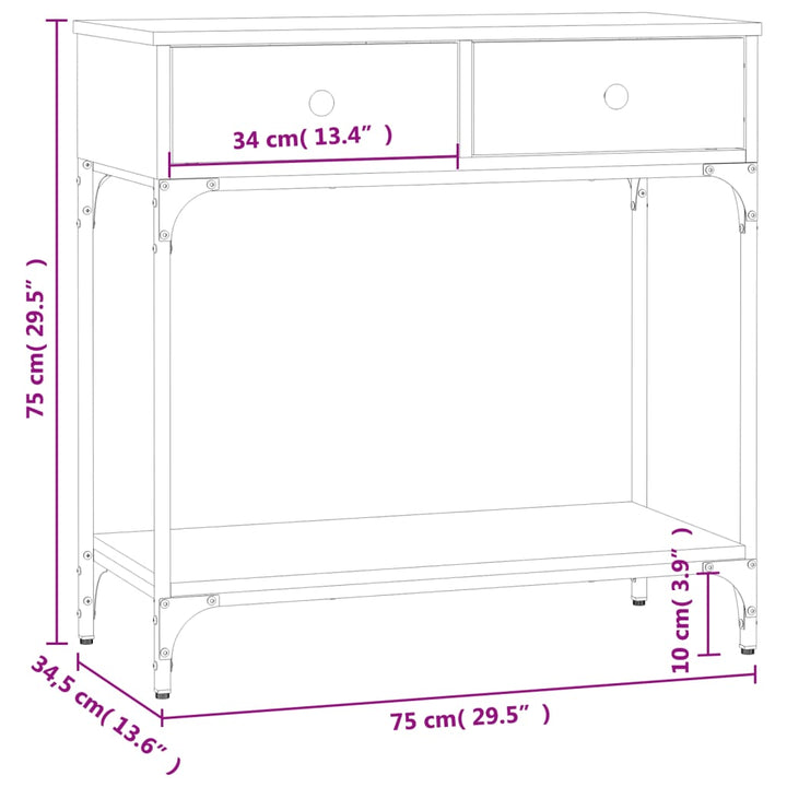 Wandtafel 75x34,5x75 cm bewerkt hout bruin eikenkleur