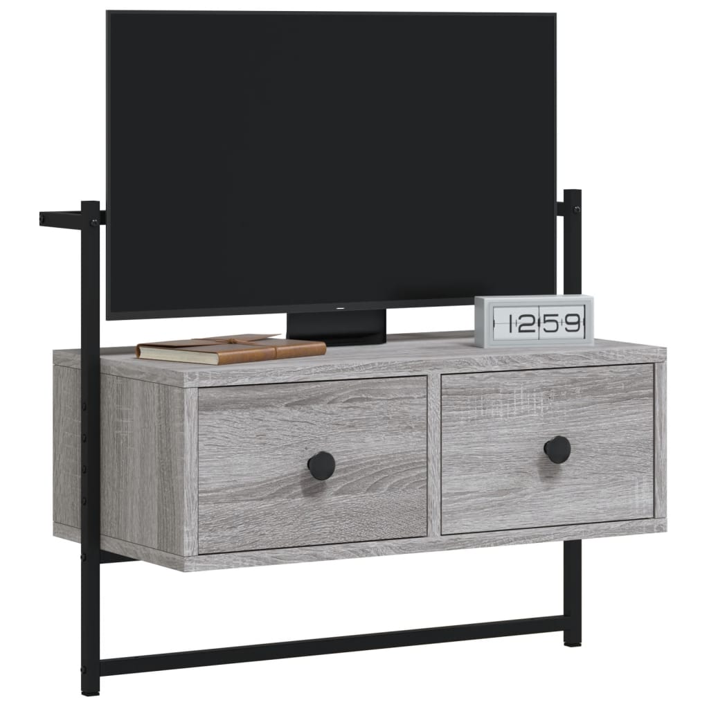 Tv-meubel wandgemonteerd 60,5x30x51 cm hout grijs sonoma eiken