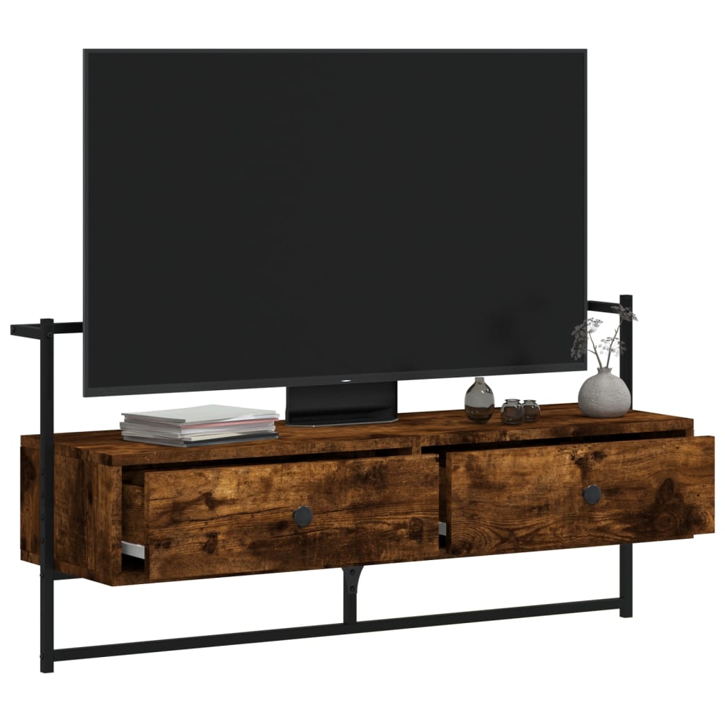 Tv-meubel wandgemonteerd 100,5x30x51 cm hout gerookt eikenkleur