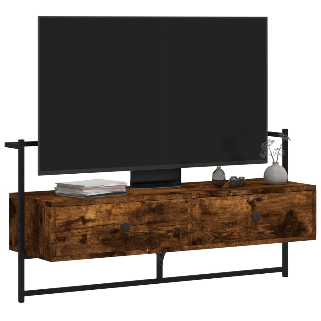 Tv-meubel wandgemonteerd 100,5x30x51 cm hout gerookt eikenkleur