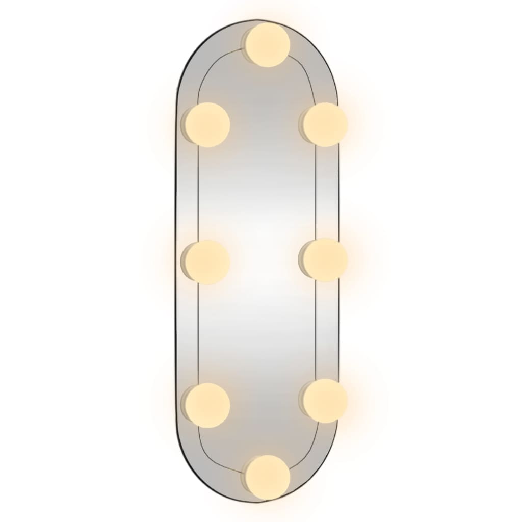 Wandspiegel met LED's ovaal 15x40 cm glas