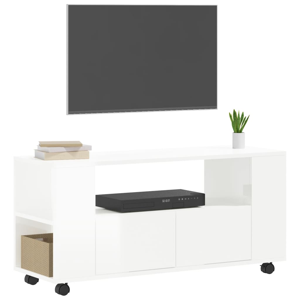 Tv-meubel 102x34,5x43 bewerkt hout hoogglans wit