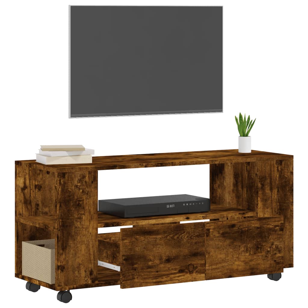 Tv-meubel 102x34,5x43 cm bewerkt hout gerookt eikenkleurig