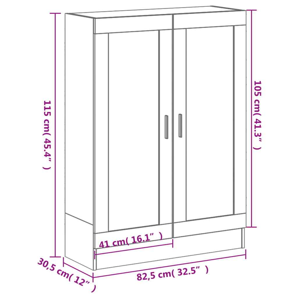 Boekenkast 82,5x30,5x115 cm bewerkt hout gerookt eikenkleurig