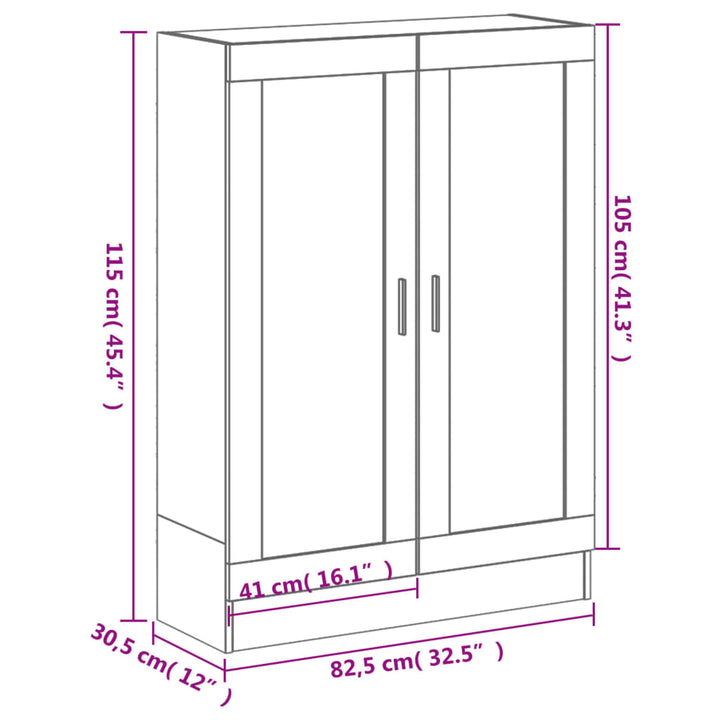 Boekenkast 82,5x30,5x115 cm bewerkt hout grijs sonoma eiken