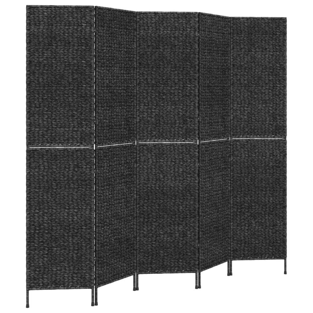 Kamerscherm met 5 panelen 205x180 cm waterhyacint zwart
