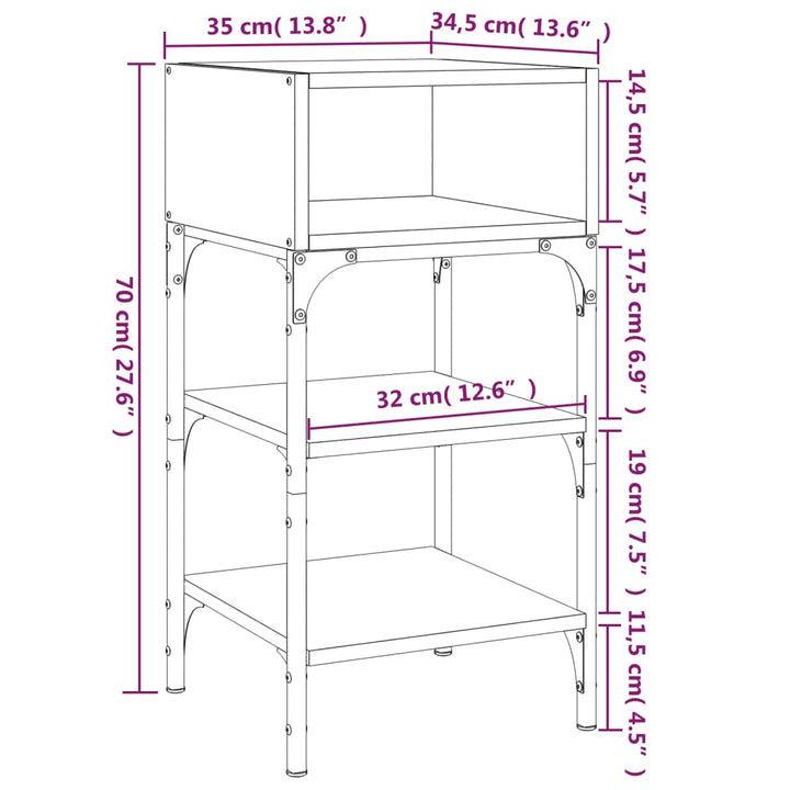 Nachtkastjes 2 st 35x34,5x70 cm bewerkt hout zwart