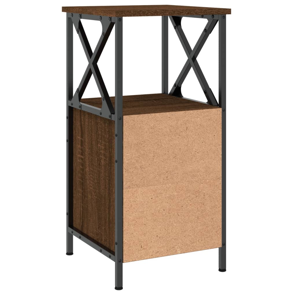 Nachtkastjes 2 st 34x35,5x70 cm bewerkt hout bruin eikenkleur