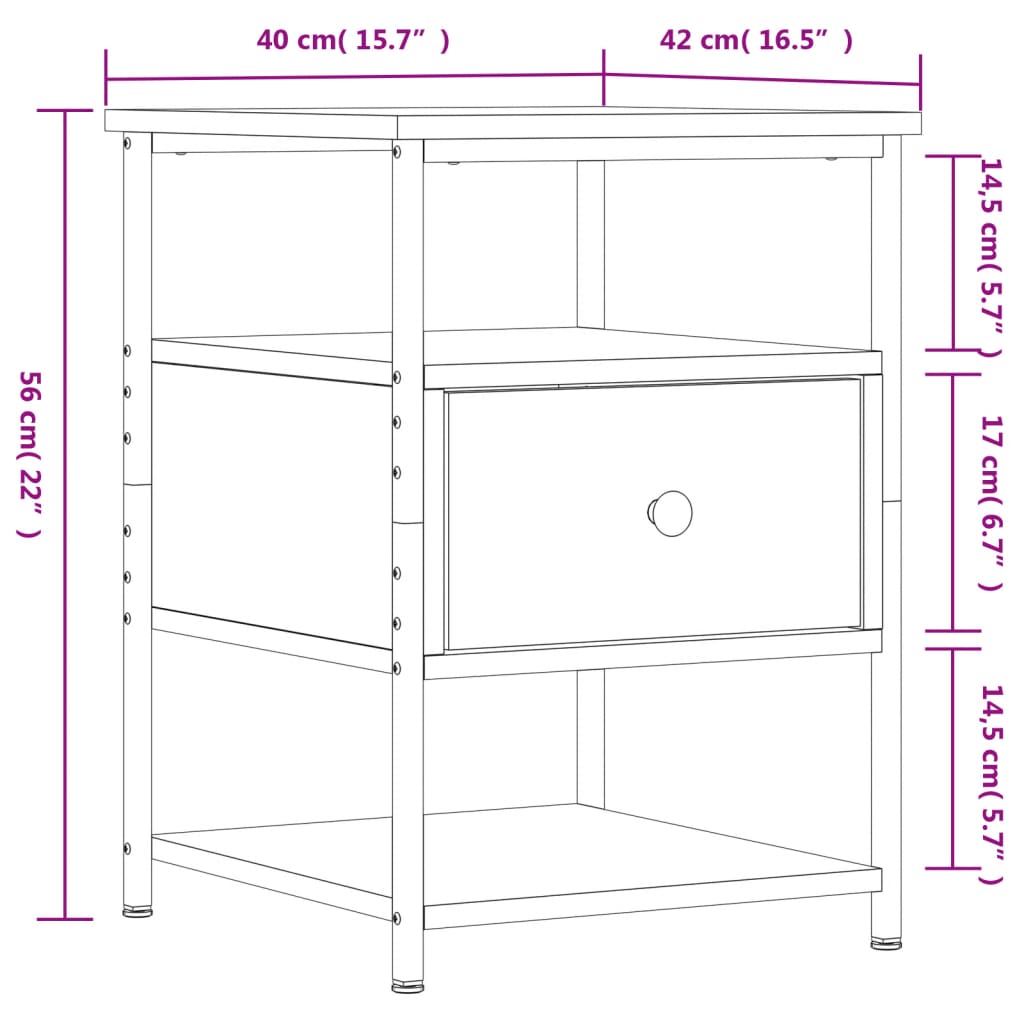 Nachtkastjes 2 st 40x42x56 cm bewerkt hout zwart