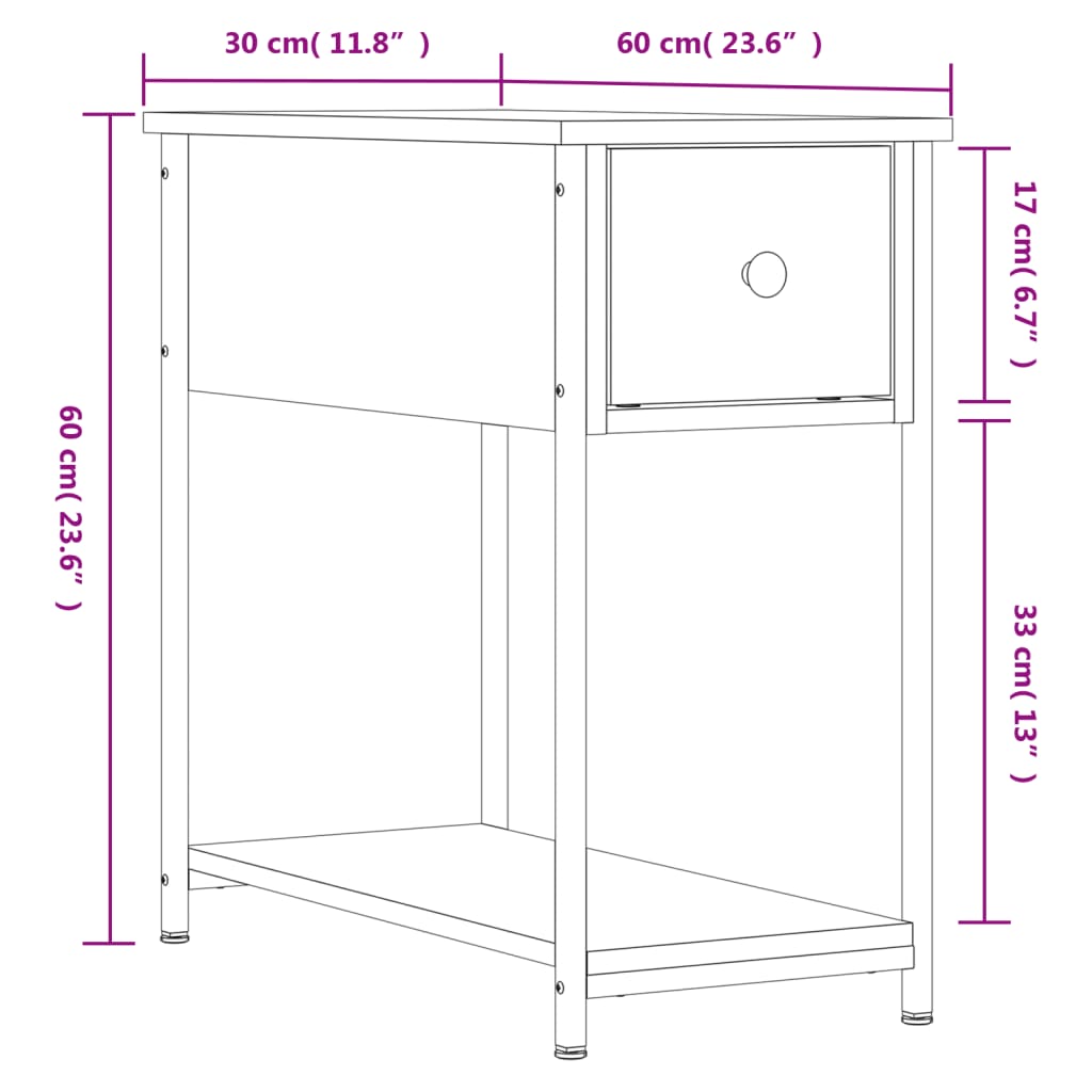 Nachtkastjes 2 st 30x60x60 cm bewerkt hout gerookt eikenkleurig