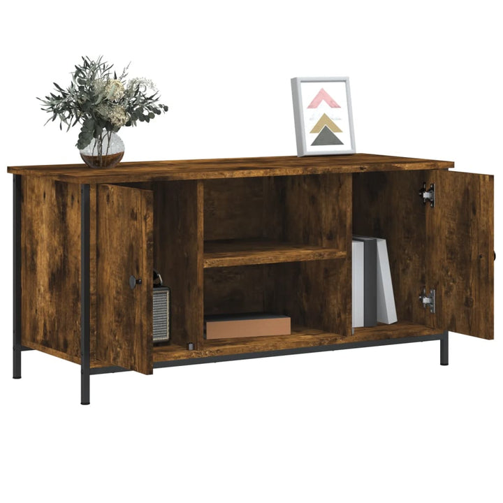 Tv-meubel 100x40x50 cm bewerkt hout gerookt eikenkleurig