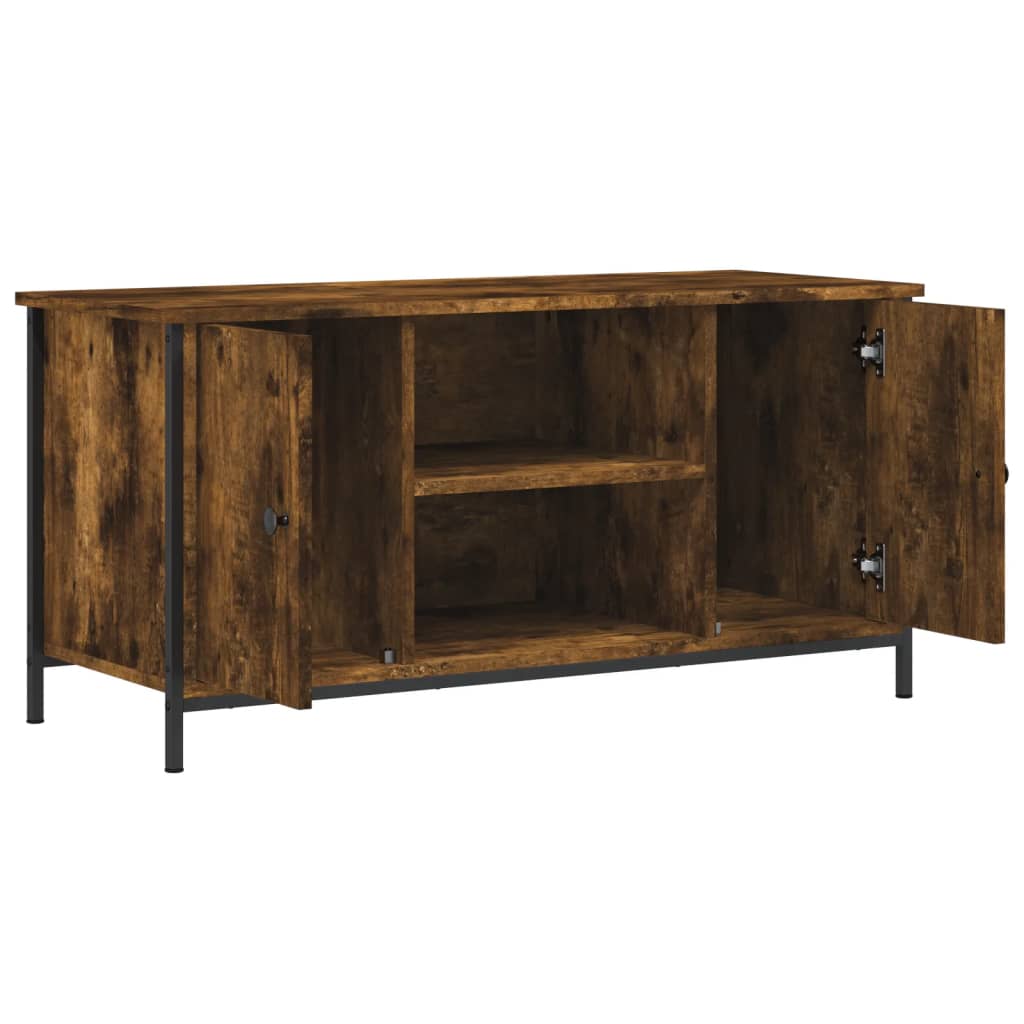 Tv-meubel 100x40x50 cm bewerkt hout gerookt eikenkleurig