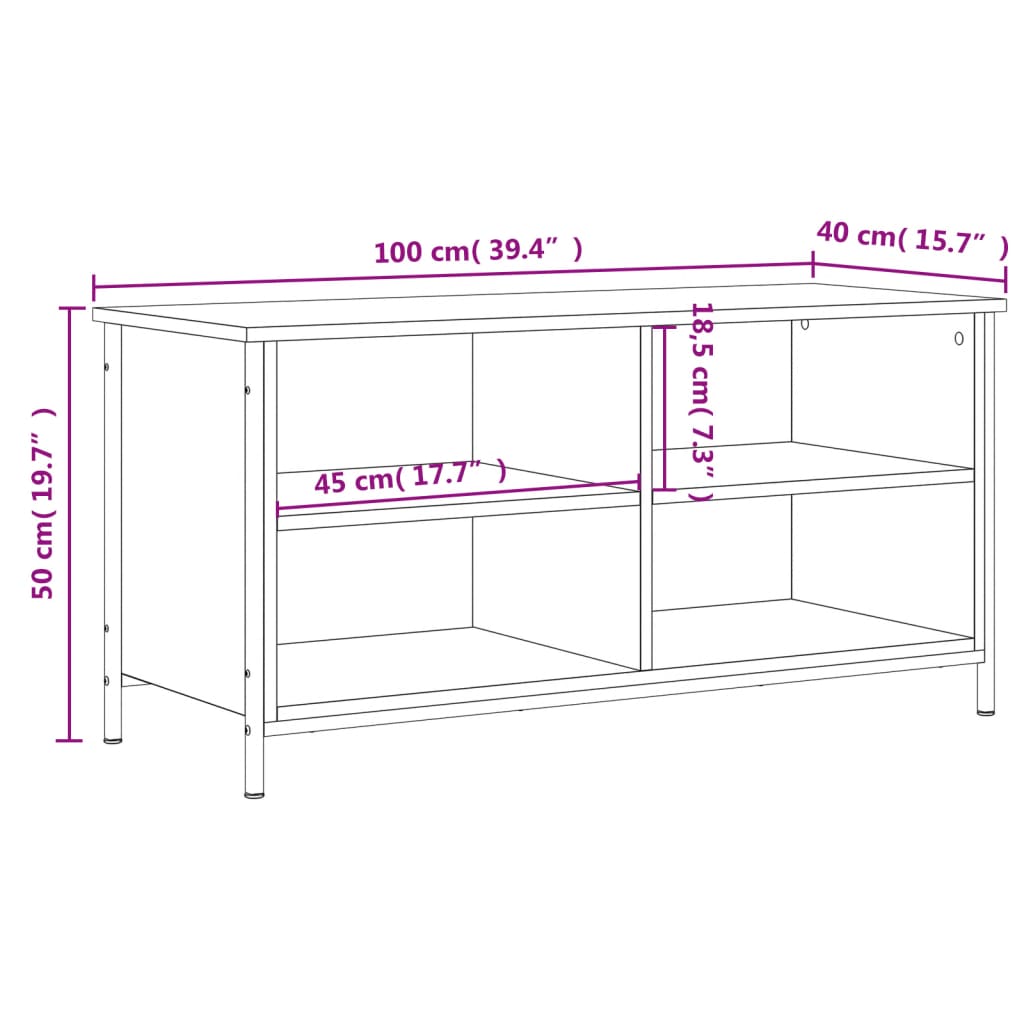 Tv-meubel 100x40x50 cm bewerkt hout gerookt eikenkleurig