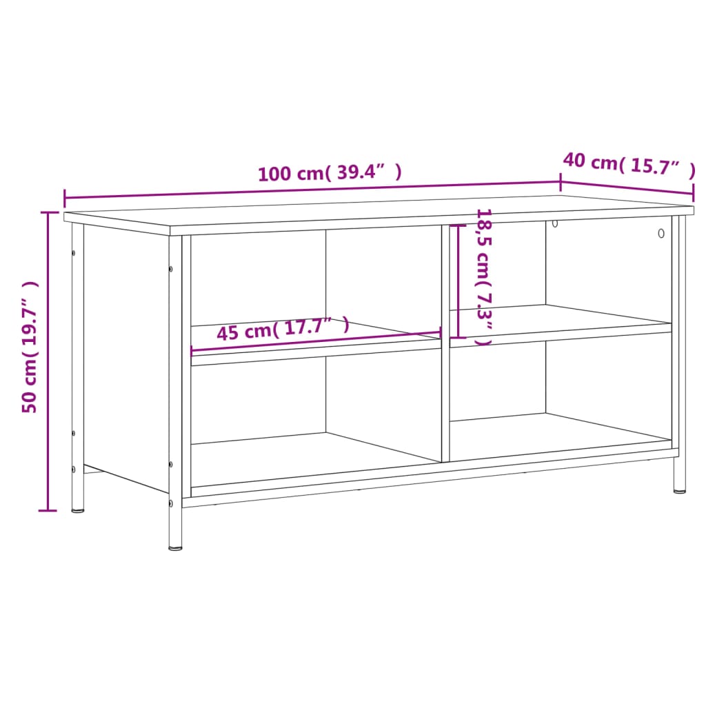 Tv-meubel 100x40x50 cm bewerkt hout bruin eikenkleur