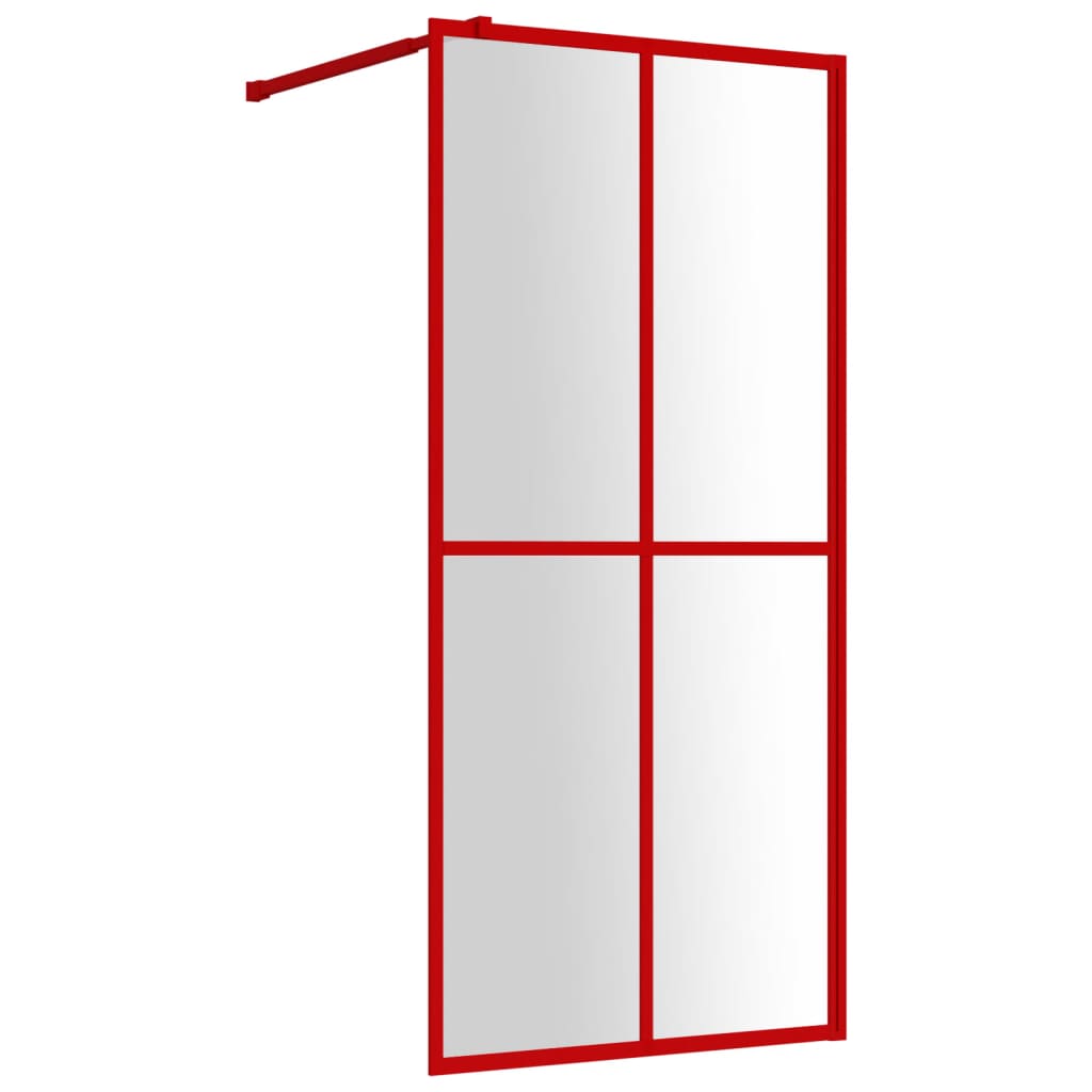 Inloopdouchewand transparant 100x195 cm ESG-glas rood
