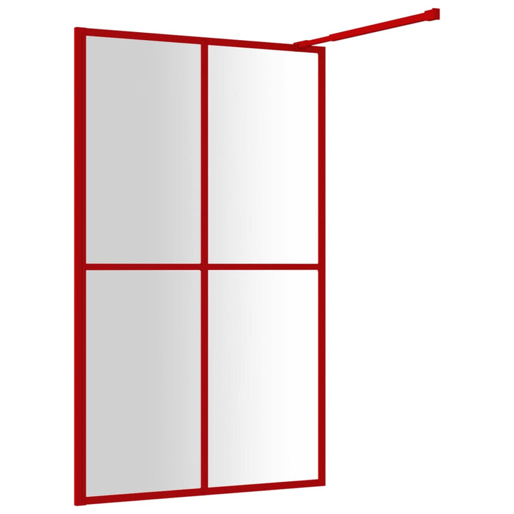 Inloopdouchewand transparant 118x195 cm ESG-glas rood