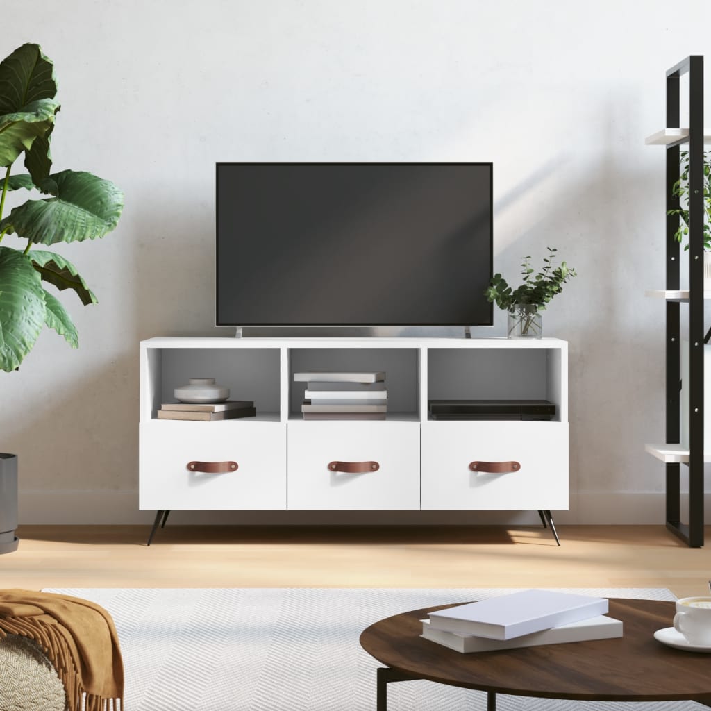 Tv-meubel 102x36x50 cm bewerkt hout wit
