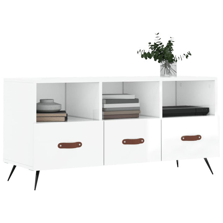 Tv-meubel 102x36x50 cm bewerkt hout hoogglans wit