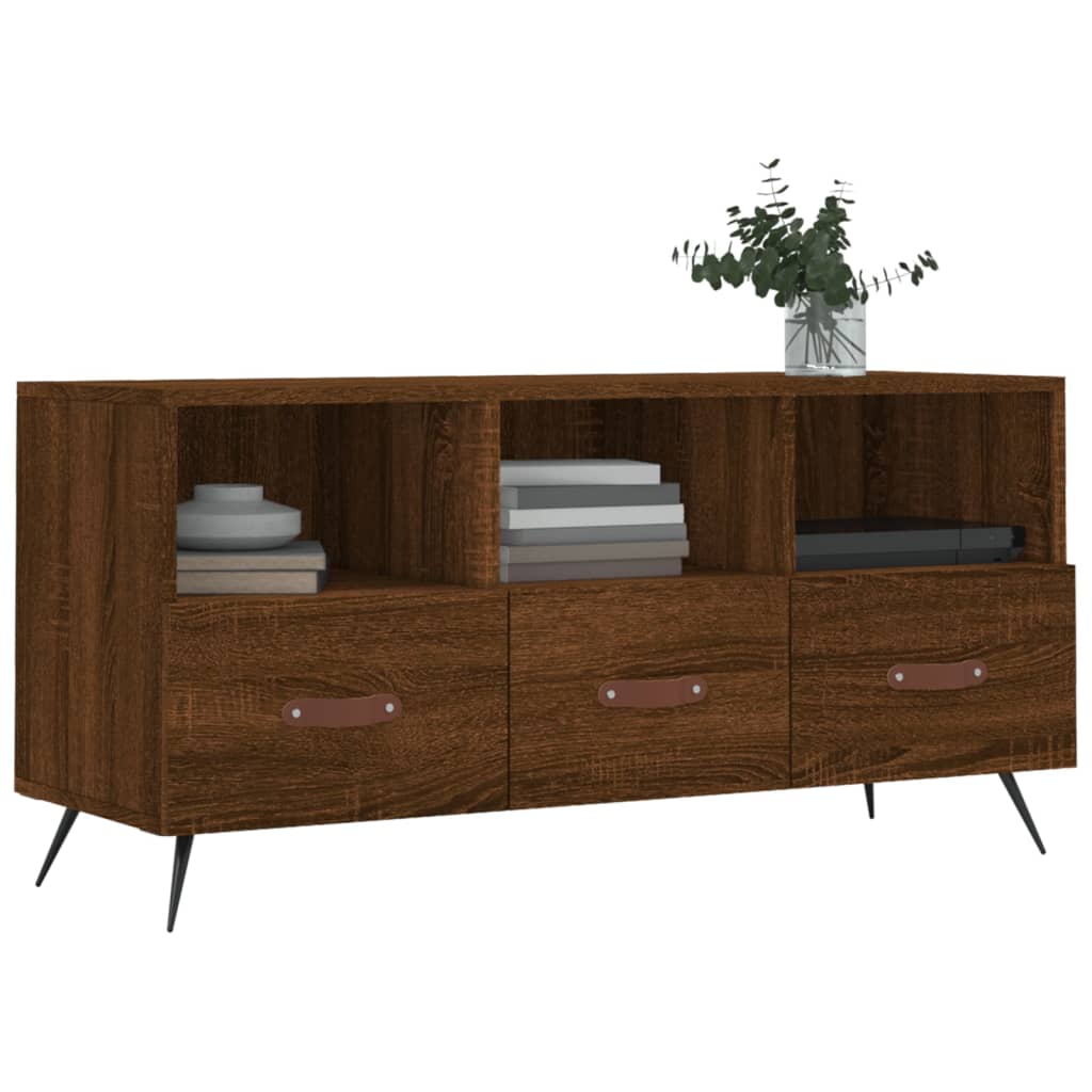 Tv-meubel 102x36x50 cm bewerkt hout bruin eikenkleur