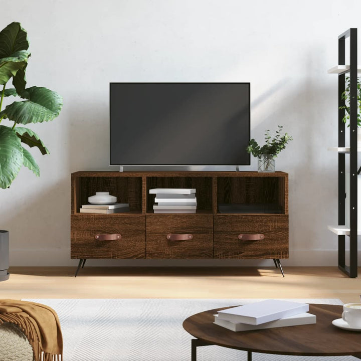 Tv-meubel 102x36x50 cm bewerkt hout bruin eikenkleur