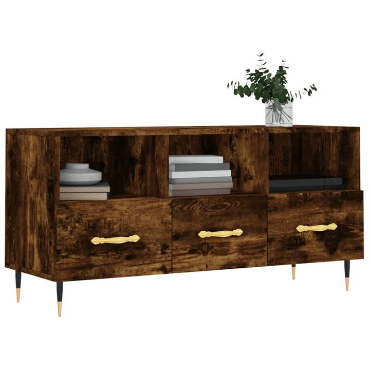 Tv-meubel 102x36x50 cm bewerkt hout gerookt eikenkleurig