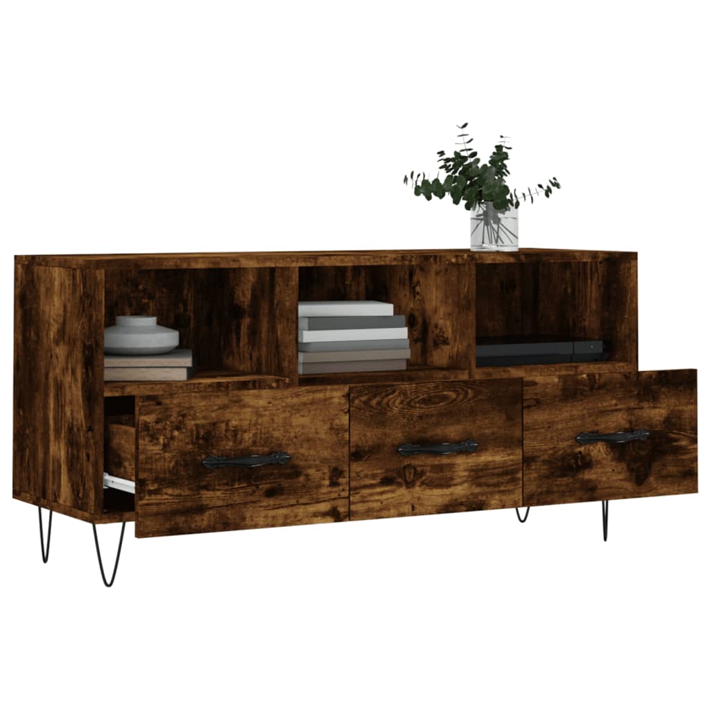 Tv-meubel 102x36x50 cm bewerkt hout gerookt eikenkleurig