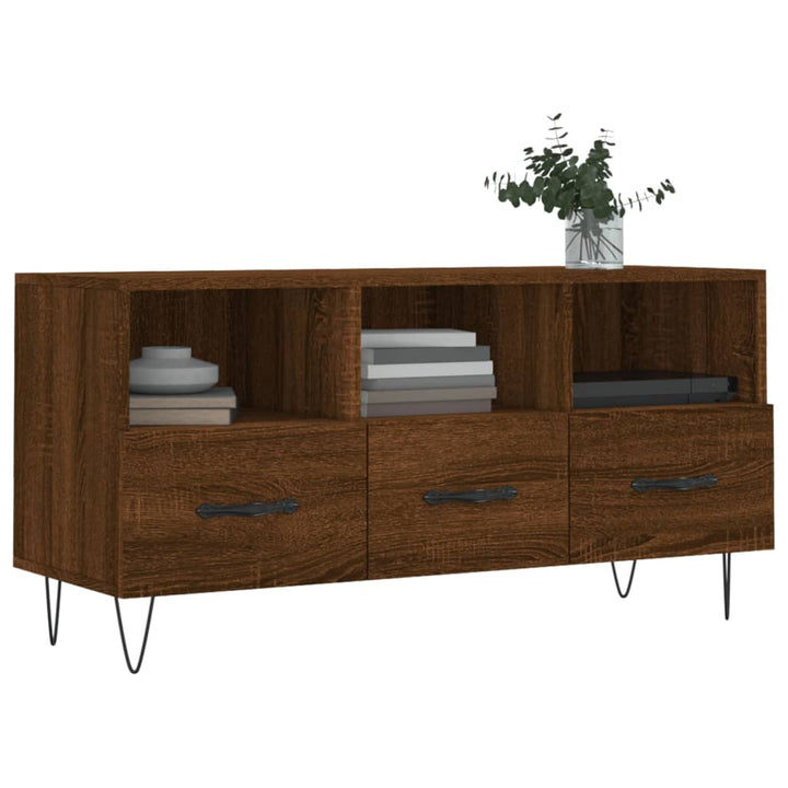 Tv-meubel 102x36x50 cm bewerkt hout bruin eikenkleur