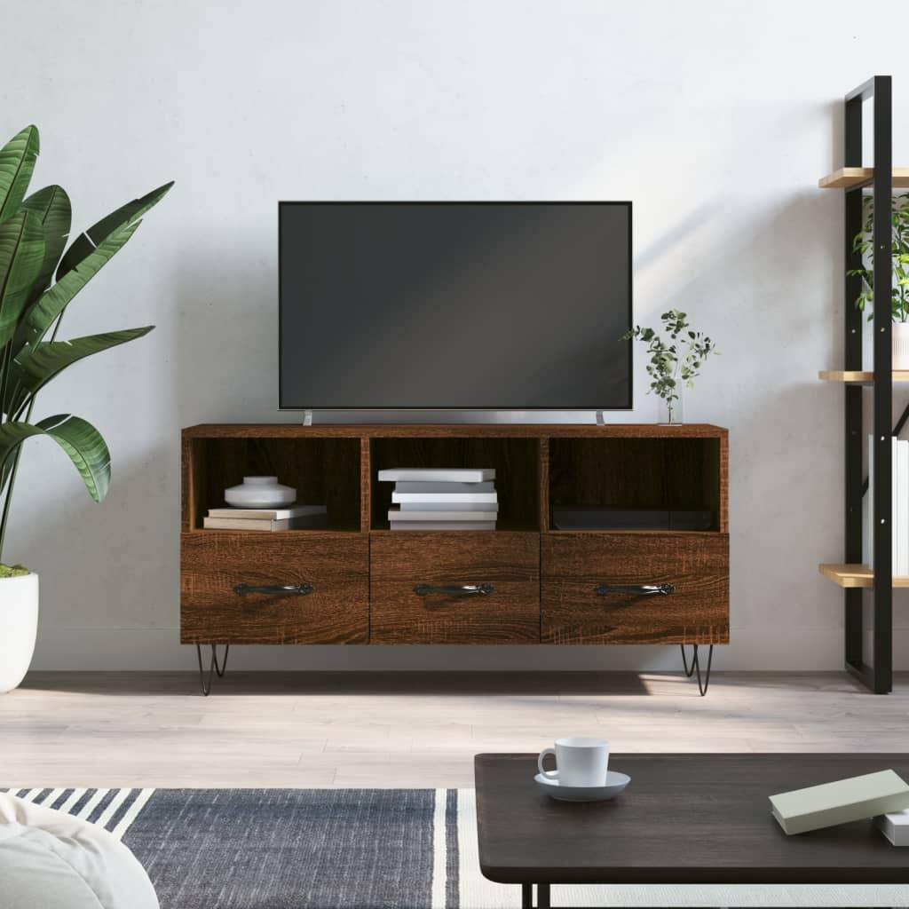 Tv-meubel 102x36x50 cm bewerkt hout bruin eikenkleur