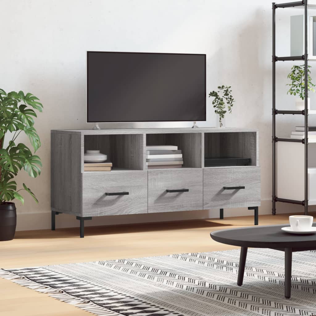 Tv-meubel 102x36x50 cm bewerkt hout grijs sonoma eikenkleurig