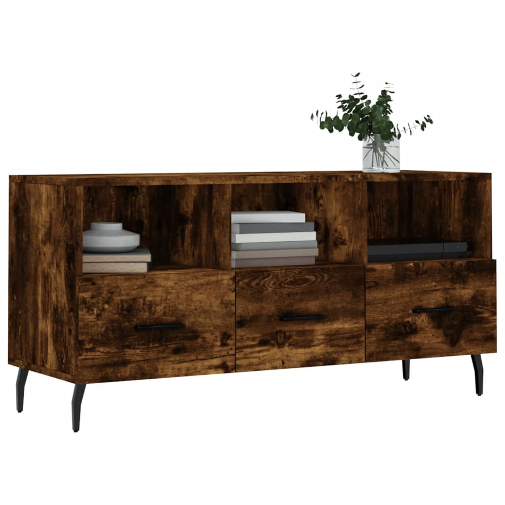 Tv-meubel 102x36x50 cm bewerkt hout gerookt eikenkleurig