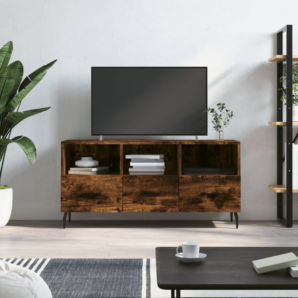 Tv-meubel 102x36x50 cm bewerkt hout gerookt eikenkleurig