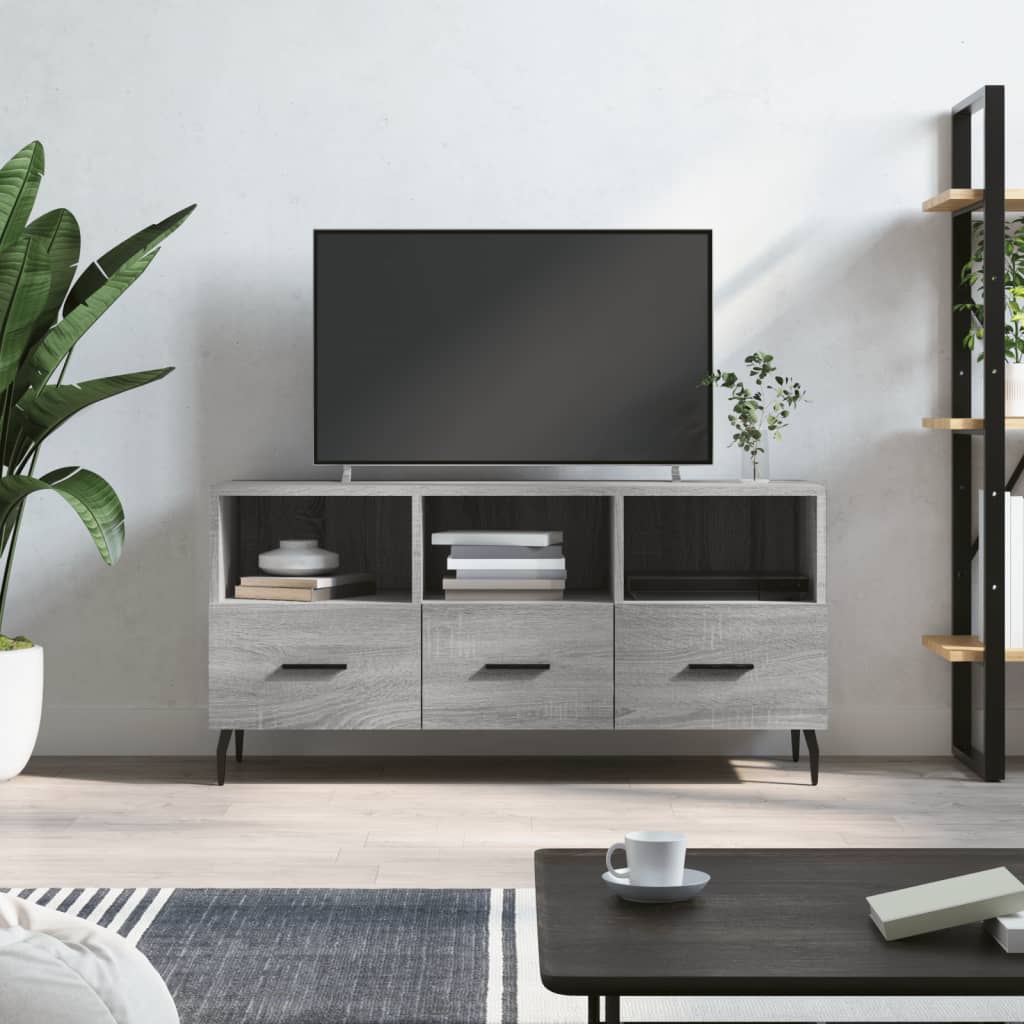 Tv-meubel 102x36x50 cm bewerkt hout grijs sonoma eikenkleurig